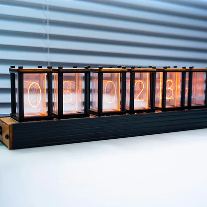 Luxury Nixie Glow Tube Clock Wood DIY Table Clock.