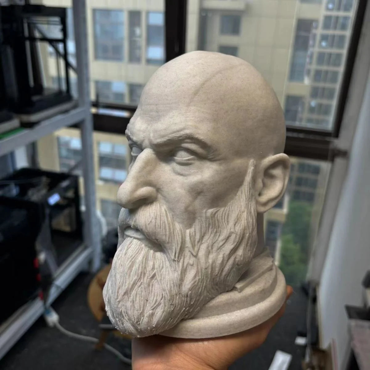 Gods Of Wars Kratos Head Statue Headphone Holder.