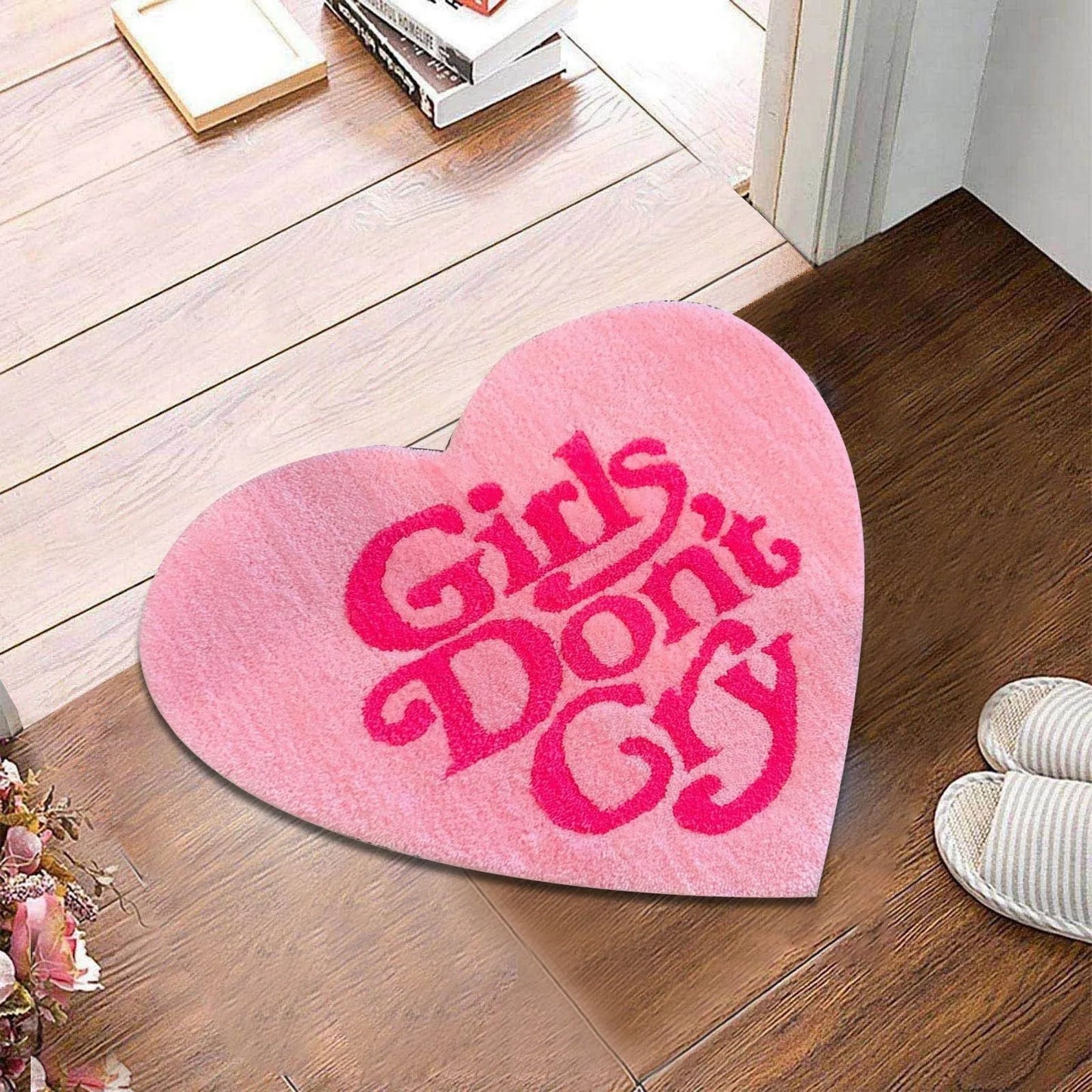 GIRLS DON'T CRY, Heart Shape Rugs.