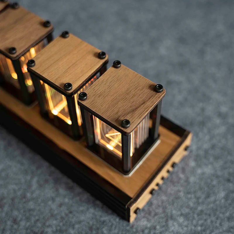 Luxury Nixie Glow Tube Clock Wood DIY Table Clock.