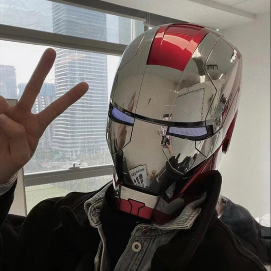 Mk5 New Cosplay Iron Man Mk5 Helmet Electric Multi-piece Opening and Closing Helmet Voice Control Eyes Model Children Adult Gift