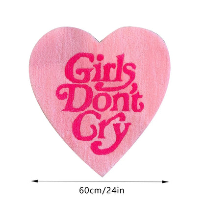 "Girls Don’t Cry" Heart Shaped Tufted Rugs.