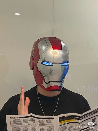 Iron Man Helmet Mk5 Voice Control Eyes With Light Model Toys For Adult Electric Wearable Christmas Gift.
