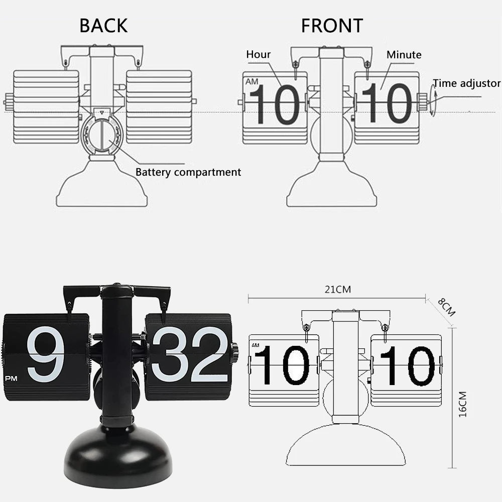 Flip Down Page Desk Clocks Retro Flip Clock .