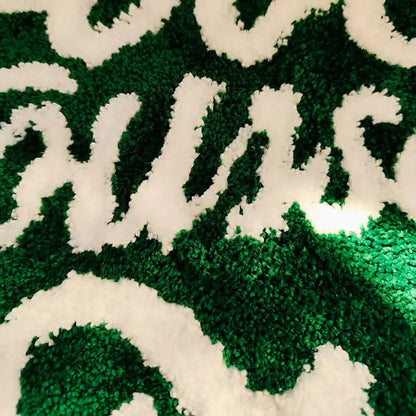 NNEOBA Heartfelt " LOVE YOURSELF" Green Fluffy Rugs.
