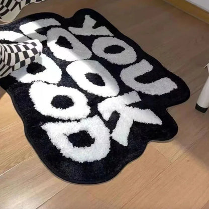 "You Look Good" Fluffy Tufted Letter Rugs.