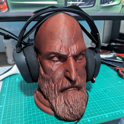 Gods Of Wars Kratos Head Statue Headphone Holder.