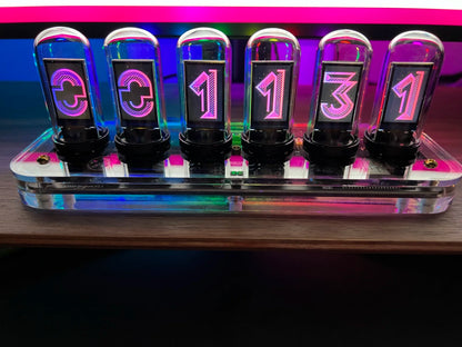 RGB Glow Nixie Tube Clock Mobile APP Editable IPS Display Clock.