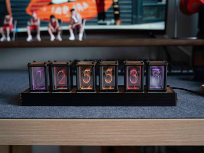 Luxury Nixie Glow Tube Clock Wood DIY Table Clock.