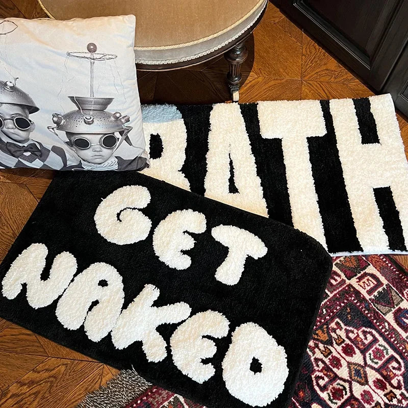 "GET NAKED" Non slip Bathroom Rugs.