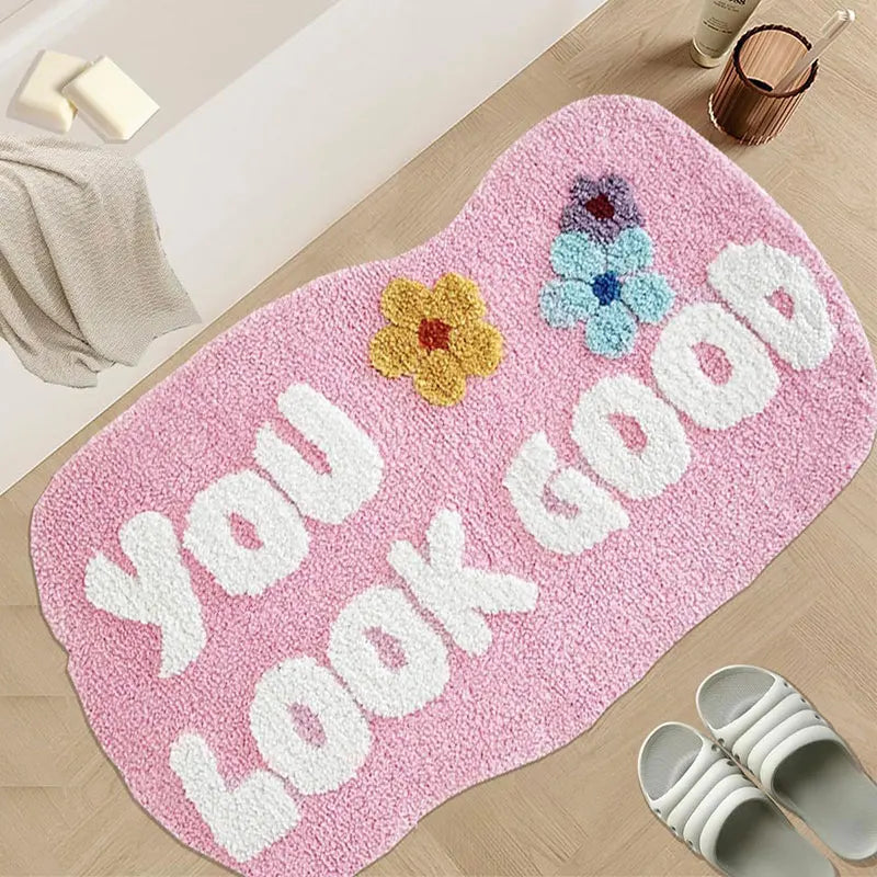 " YOU LOOK GOOD" Flower Art  Tufted Rugs.