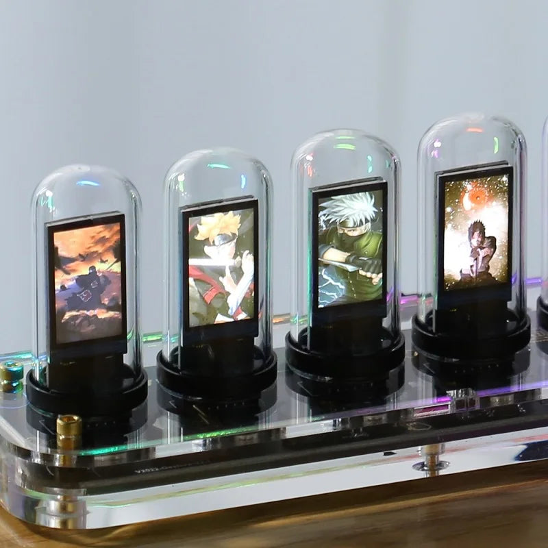 RGB Glow Nixie Tube Clock Mobile APP Editable IPS Display Clock.