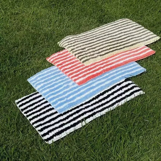 Flocking Striped Rugs for Bedroom Bedside Decor.