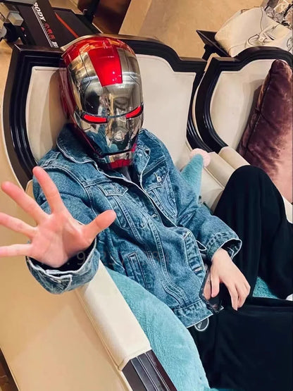 Iron Man Helmet Mk5 Voice Control Eyes With Light Model Toys For Adult Electric Wearable Christmas Gift.