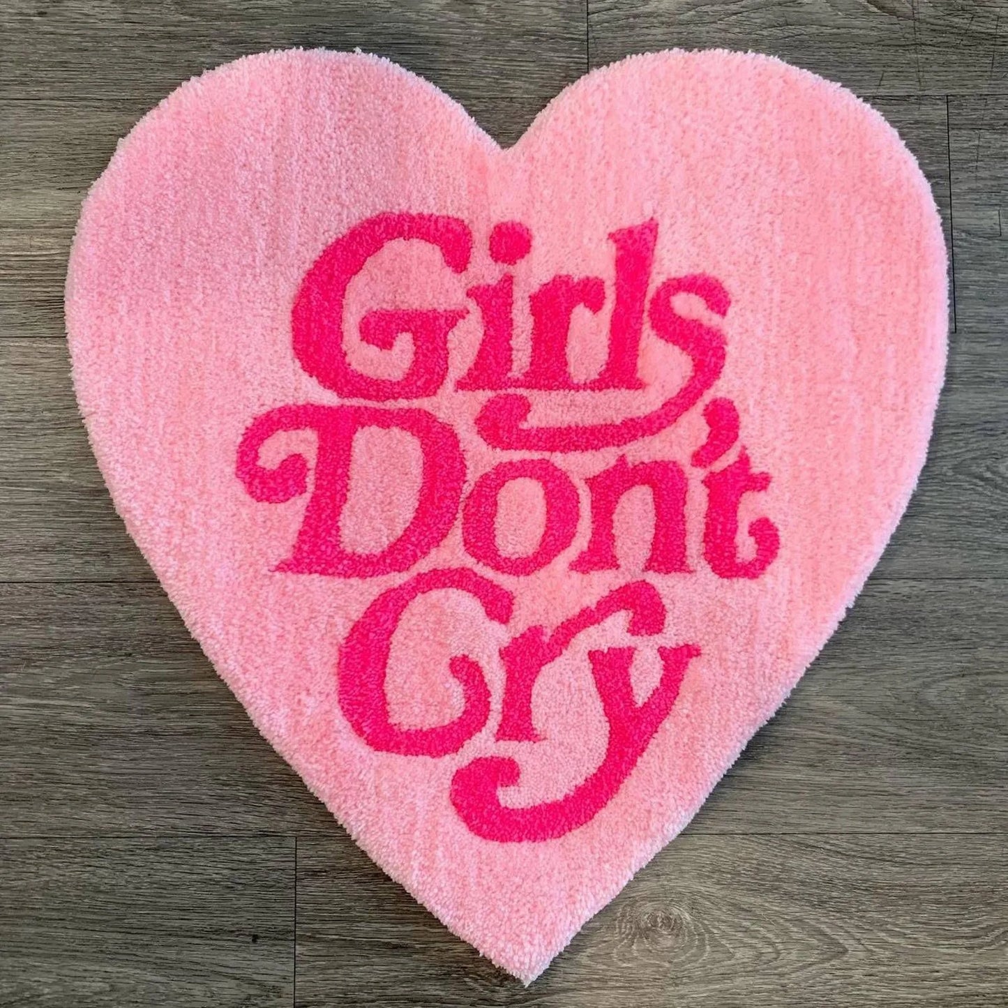 "Girls Don’t Cry" Heart Shaped Tufted Rugs.