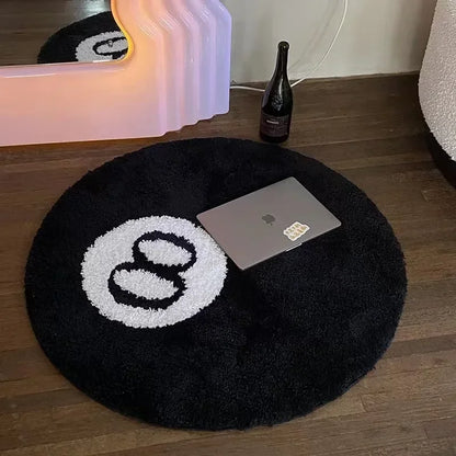 Plush Black 8 Ball Rugs.