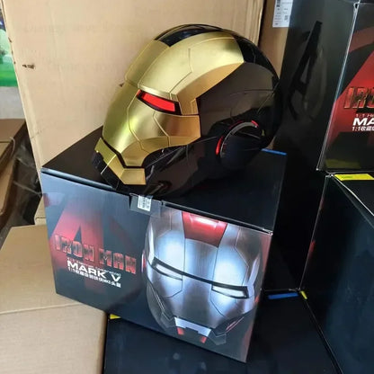 Iron Man Helmet Mk5 Voice Control Eyes With Light Model Toys For Adult Electric Wearable Christmas Gift.