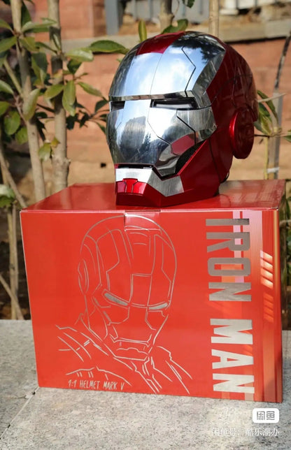 Iron Man Helmet Mk5 Voice Control Eyes With Light Model Toys For Adult Electric Wearable Christmas Gift.