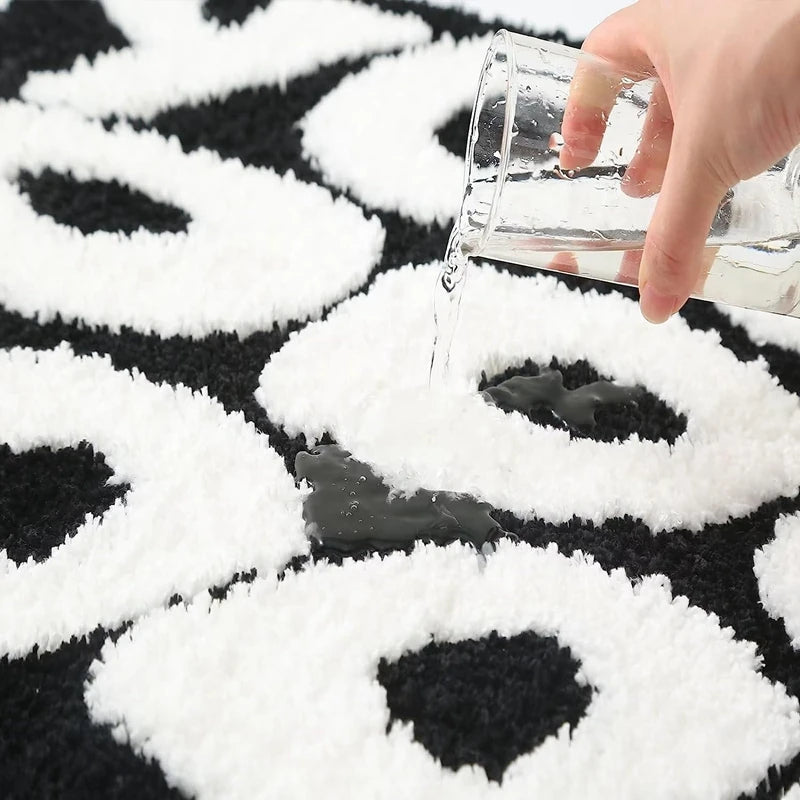 Oversized 62x80cm "You Look Good" Black and White Tufted Rugs.