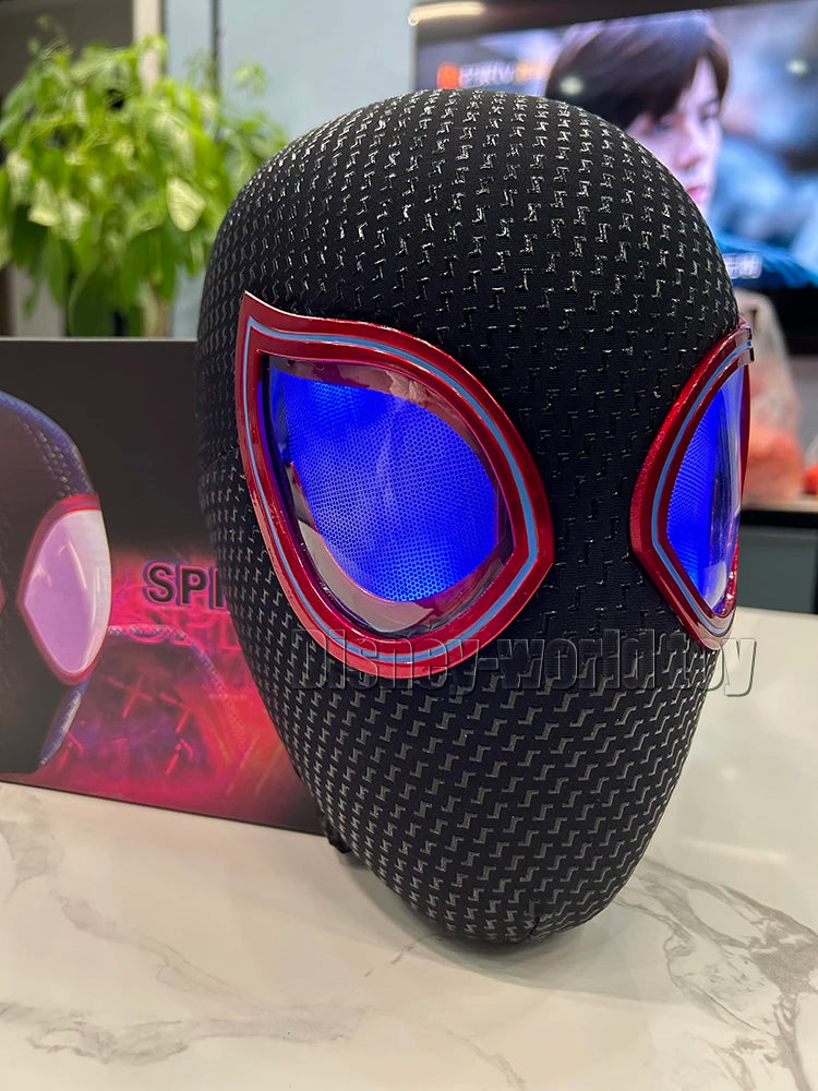 Marvel Gwen Miles Spiderman Spider-Man Mask Anime Figure Luxury Helmet Rechargeable Remote Eyes Movable mask Cosplay.