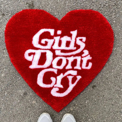 GIRLS DON'T CRY, Heart Shape Rugs.