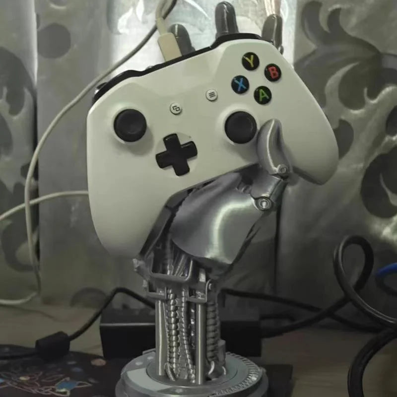 Cyberpunk Robotic Hand Statue Game Controller Stand.