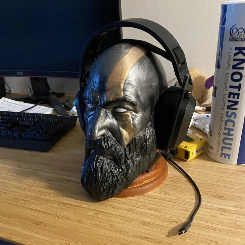 Gods Of Wars Kratos Head Statue Headphone Holder.