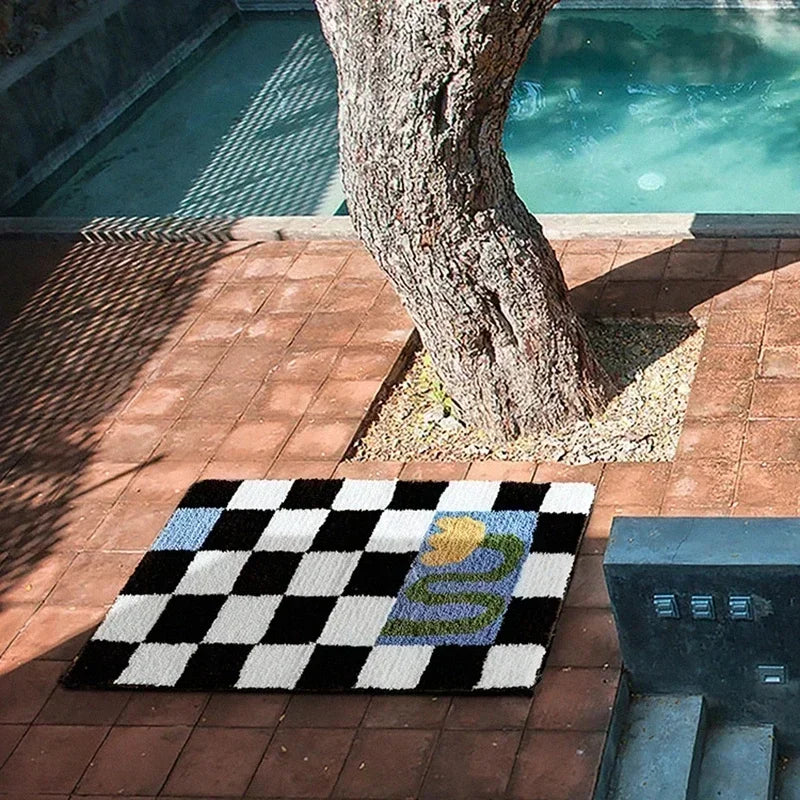 Chessboard Plaid Bath Mats.