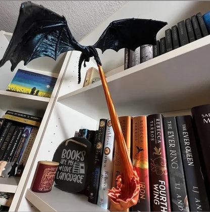 Dragon Flame Book Corner Creative Gothic Dragon Flame Bookshelf Statue.