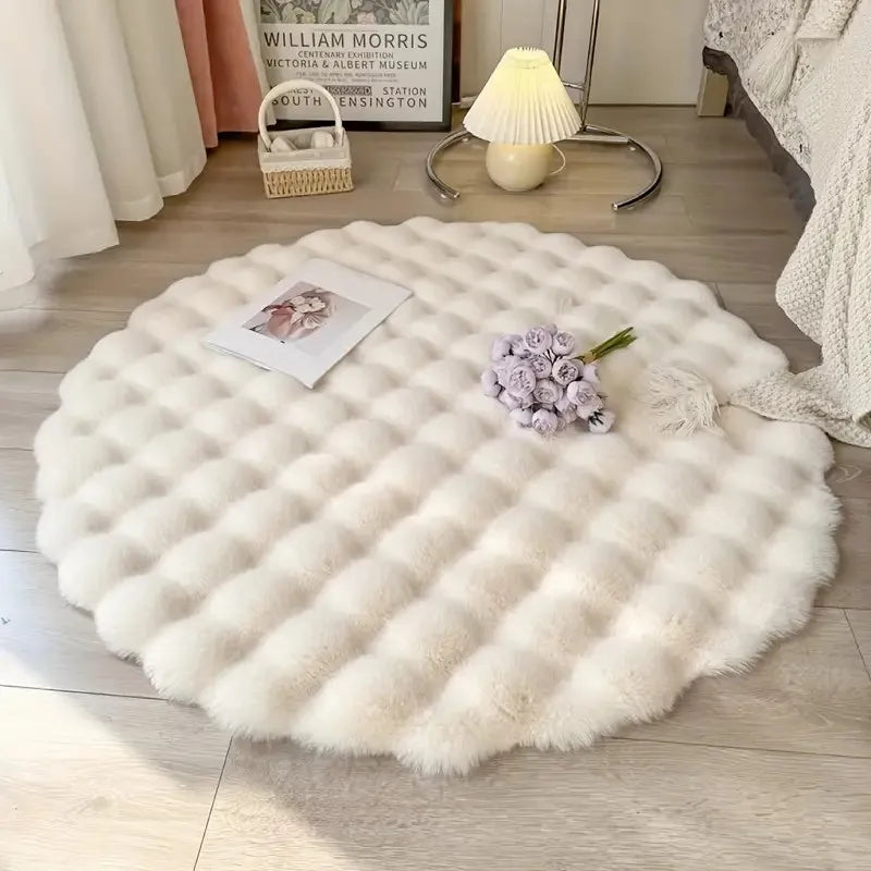 Round Bubble Fleece Fabric Rugs.