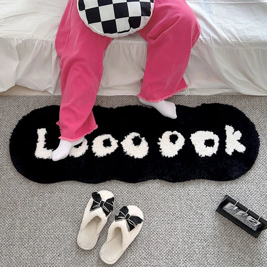 Nordic Black and White Letter Rug. "LOOOOK"