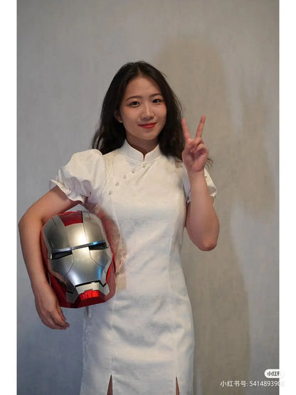 Iron Man Helmet Mk5 Voice Control Eyes With Light Model Toys For Adult Electric Wearable Christmas Gift.
