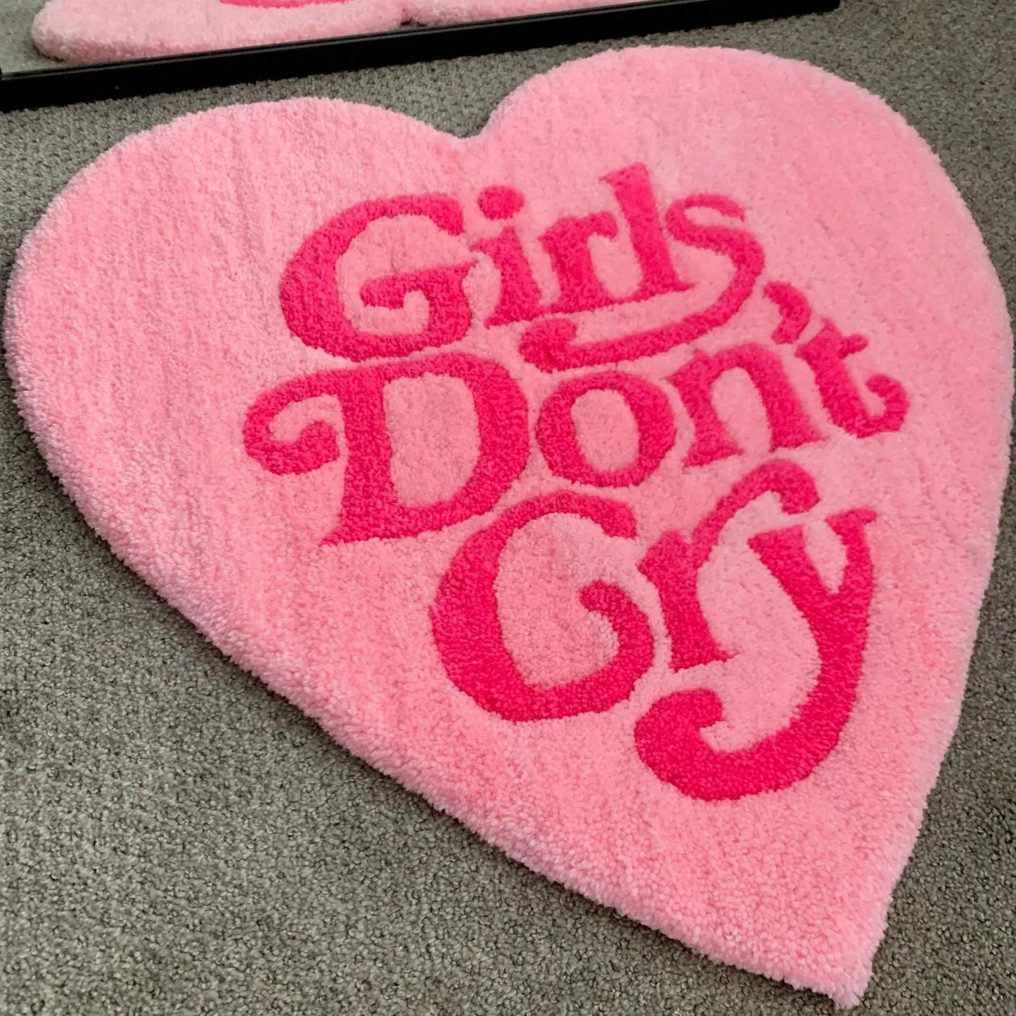 "Girls Don’t Cry" Heart Shaped Tufted Rugs.