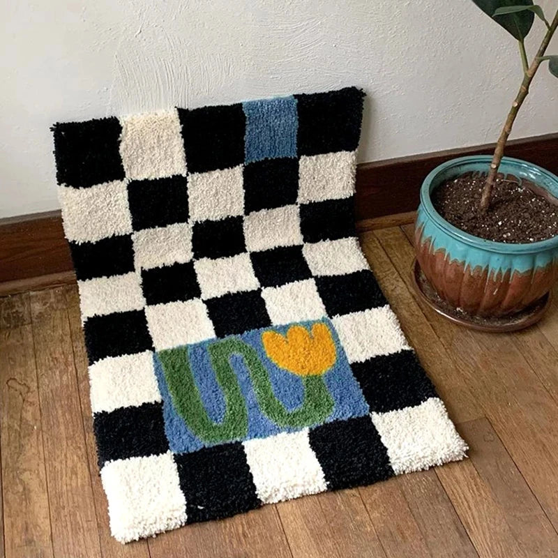 Chessboard Plaid Bath Mats.