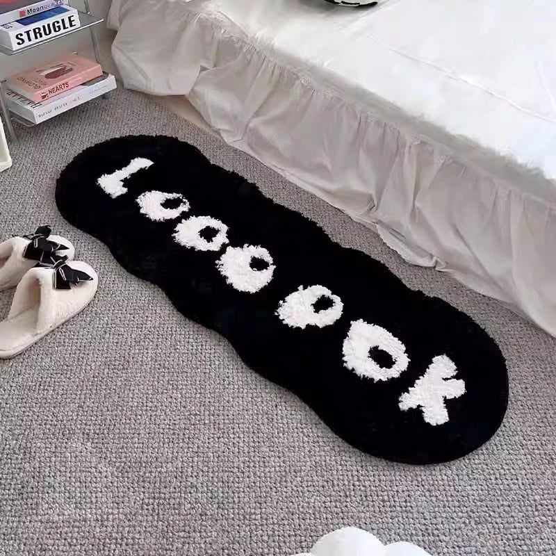 Nordic Black and White Letter Rug. "LOOOOK"