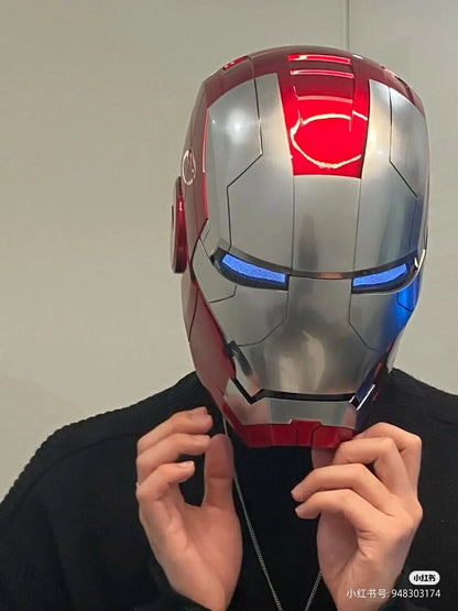 Iron Man Helmet Mk5 Voice Control Eyes With Light Model Toys For Adult Electric Wearable Christmas Gift.