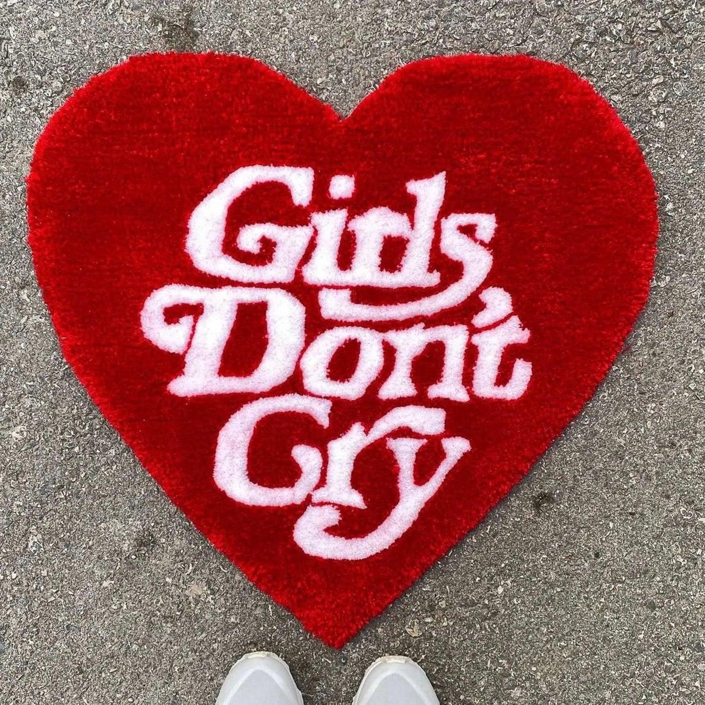 "Girls Don’t Cry" Heart Shaped Tufted Rugs.