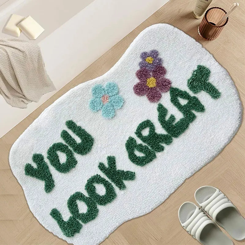 " YOU LOOK GOOD" Flower Art  Tufted Rugs.